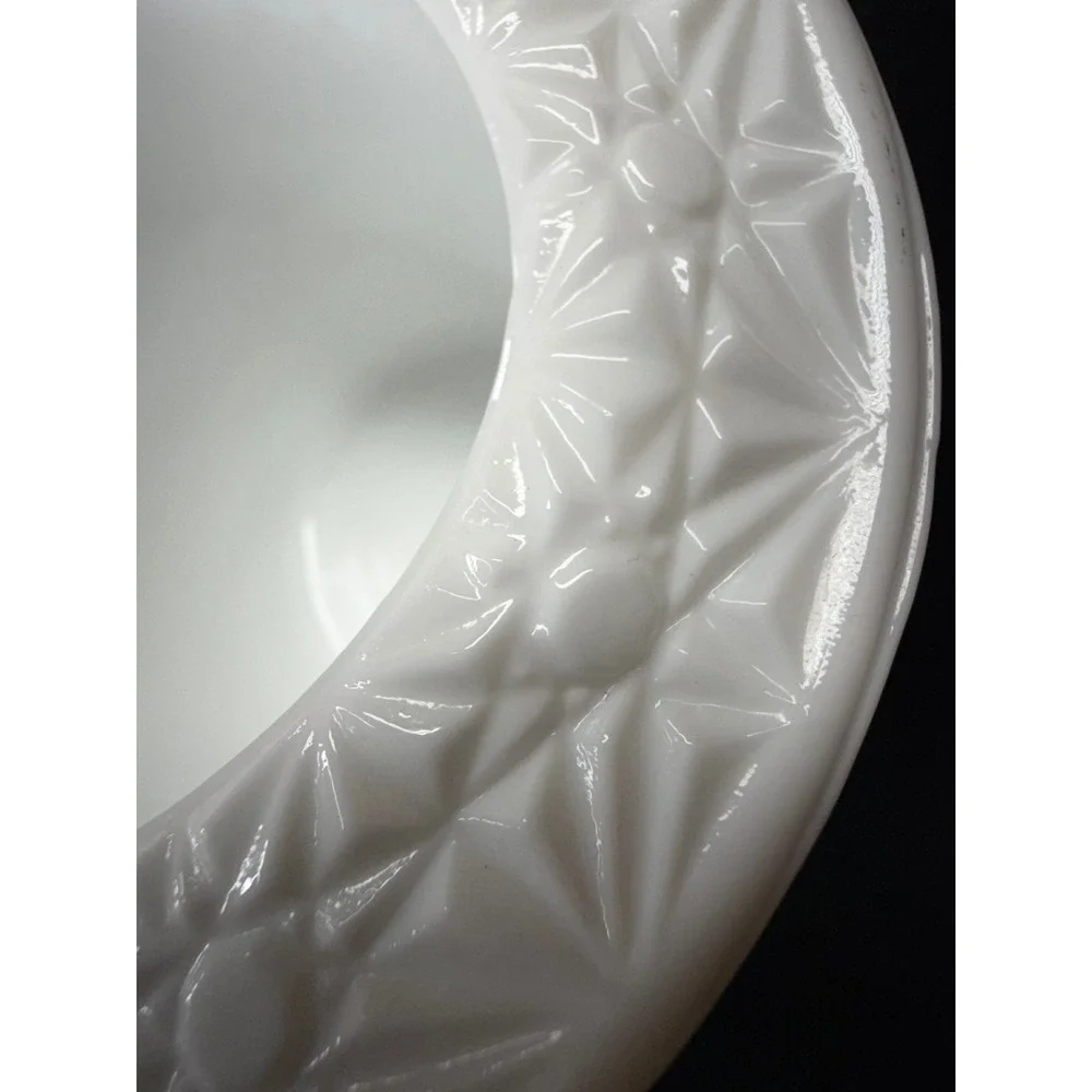 Vintage White Milk Glass Top Hat Daisy and Button Pattern Planter Decor